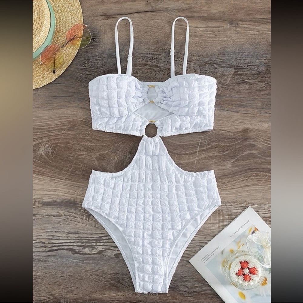 White cutout swimsuit